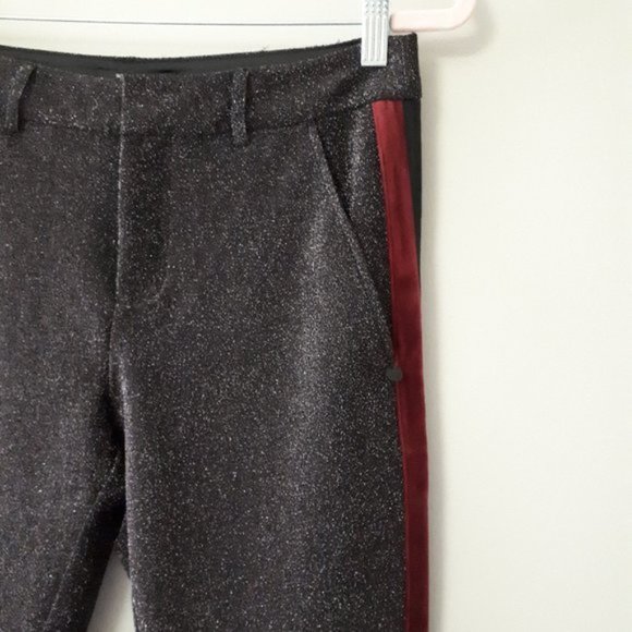 NWT Scotch & Soda black sparkly velvet stripe pants - Picture 12 of 13